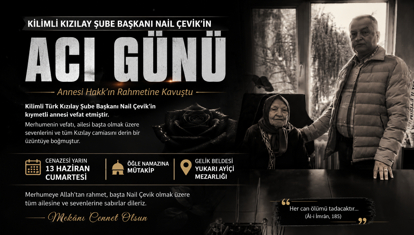Kilimli Kızılay Şube Başkanı Nail Çevik’in Acı Günü