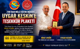 AYGÜN’DAN MİLLİ EĞİTİM MÜDÜRÜ UYGAR KESKİN’E ANLAMLI PLAKET
