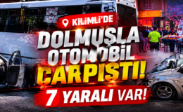 KİLİMLİ’DE FECİ KAZA! DOLMUŞLA OTOMOBİL ÇARPIŞTI: 7 YARALI