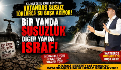 VATANDAŞ DUŞ ALACAK SU BULAMIYOR, TONLARCA SU BOŞA AKIYOR!