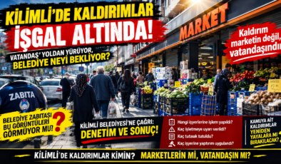KİLİMLİ’DE KALDIRIM İŞGALİ ÇIĞIRINDAN ÇIKTI! BELEDİYE NEDEN SUSUYOR?