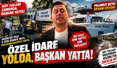 KİLİMLİ’DE YOLLAR TARTIŞILIRKEN BAŞKAN PALAMUT PEŞİNDE!