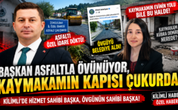 BAŞKAN ASFALTLA ÖVÜNÜYOR, KAYMAKAMIN KAPISI ÇUKURDA!
