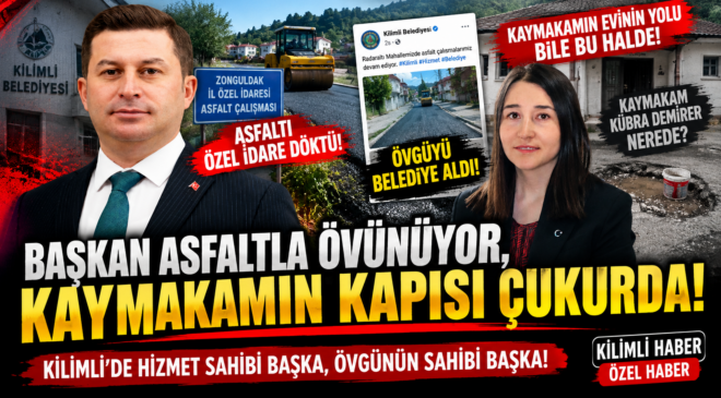 BAŞKAN ASFALTLA ÖVÜNÜYOR, KAYMAKAMIN KAPISI ÇUKURDA!