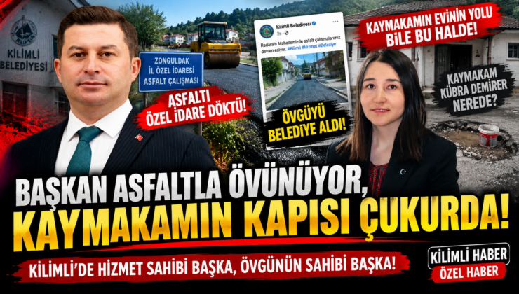 BAŞKAN ASFALTLA ÖVÜNÜYOR, KAYMAKAMIN KAPISI ÇUKURDA!