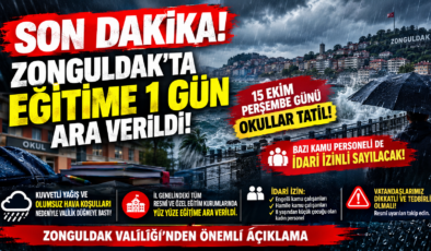 SON DAKİKA! ZONGULDAK’TA EĞİTİME 1 GÜN ARA VERİLDİ!